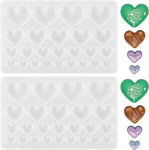 2 PCS Heart Silicone Mold, Silicone Heart Chocolate Mold for Baking, Mixed Size Love Shape Molds for Candy Cookie Cake
