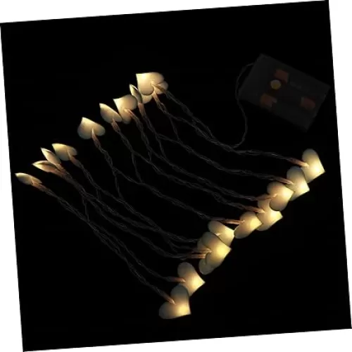 2Set Heart Shape String Lights Romantic LED Decorative Lamps No Battery Required for Valentine Day Living and Event Decor