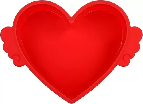 8 Inch Heart Shaped Cake Pans with Metal Reinforced Frame Silicone Heart Cake Pan Nonstick Silicone Heart Molds for Baking (1 Pc, Red)