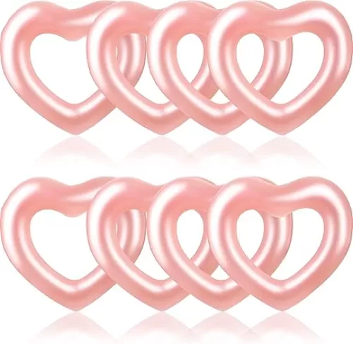 8 Pack Inflatable Heart Shape Swimming Rings Bulk Sweet Love Swimming Pool Float Loungers Tube for Adults Summer Beach Pool Party Favors Water Toys