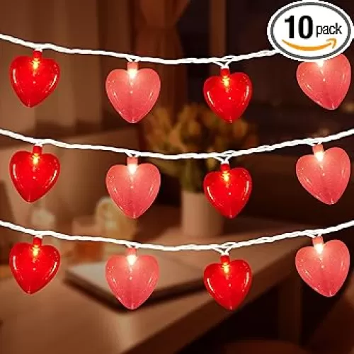 Abeja Heart String Lights, 8.5Ft Valentine