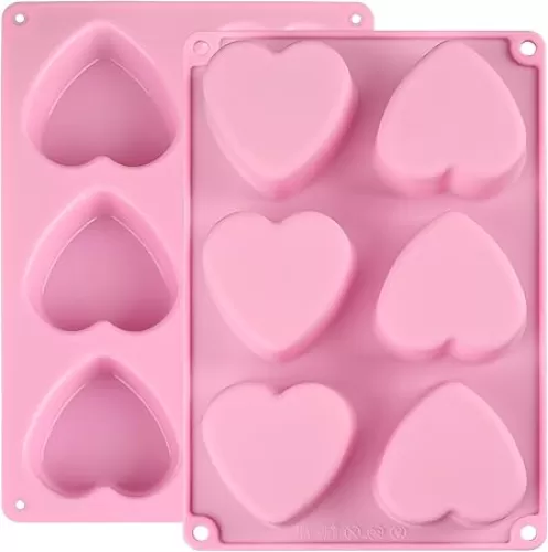 Actvty Heart Silicone Mold, 2 Packs Heart Shaped Molds for Making Handmade Soap, Bath Bombs, Candles, Cake, Chocolate Bomb and Jelly