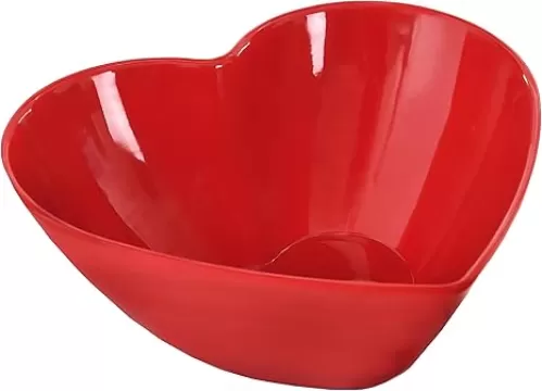 Amscan Charming Red Heart Shaped Melamine Bowl - 7" (1 Pc.) - Premium Quality & Elegant Design - Perfect for Romantic Meals or Home Decor