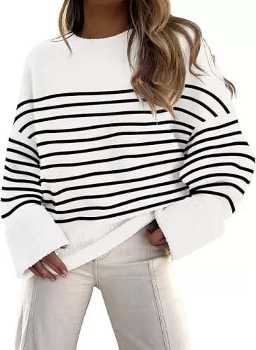ANRABESS Women's Oversized Crewneck Long Sleeve Fuzzy Knit Casual Chunky Warm 2025 Fall Pullover Sweaters Top Trendy Outfits