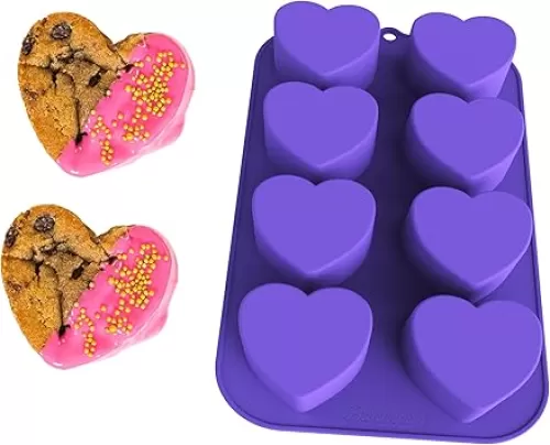 Bakerpan Silicone Heart Mold for Baking, Mini Cake Heart Pan - Set of 2