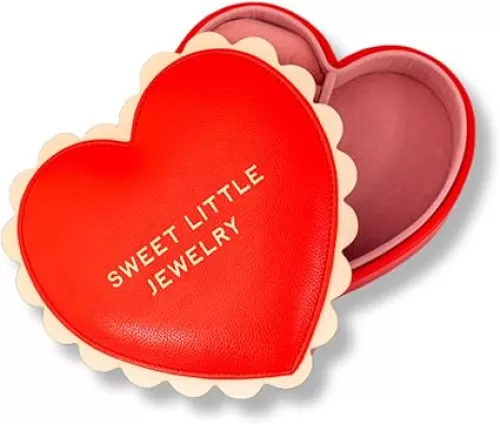 ban.do Heart Shaped Vegan Leather Jewelry Organizer Box, Travel Jewelry Case for Earrings, Necklaces, and Bracelets