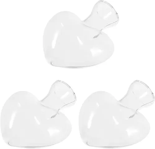 BESPORTBLE 3pcs Heart Glass Vase, Hydroponic Glass Vase Heart Shaped Planter Desktop Plant Terrarium Decorative Flower Pot Valentines Flower Container Centerpieces B