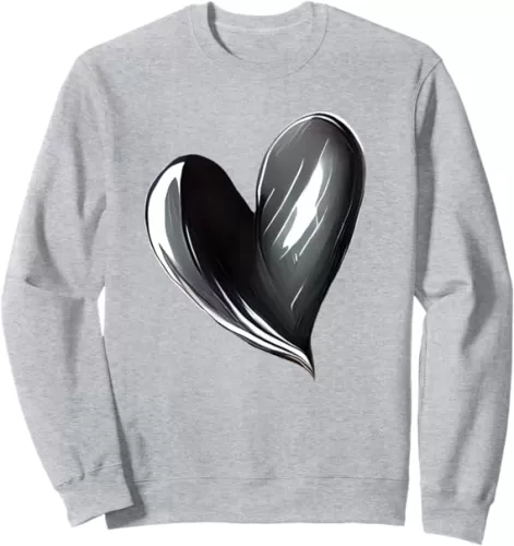 Black & White Goth Painted Heart Emo Gothic Valentine Sweatshirt