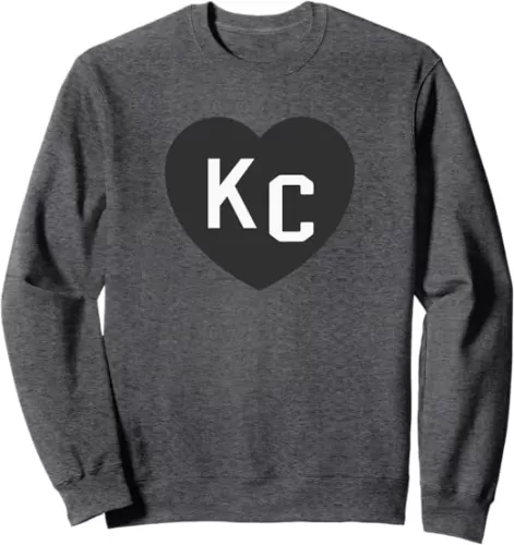 Black/White KC 2 Letter Kc Love Kc Heart KC (Kansas City) KC Sweatshirt