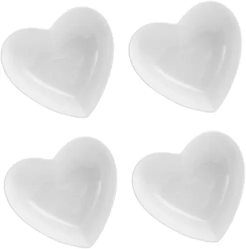 Cabilock 4pcs Heart Shaped Ceramic Bowls for Desserts Fruits Salads Stylish Tableware for Home Entertaining Present for Friends and Family