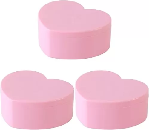 Cabilock Heart Shaped Jewelry Box 3PCS Heart Shape Double Layer Jewelry Case with Mirror, Portable Necklaces Organizer Case for Earrings Rings Necklaces, Desk Topper