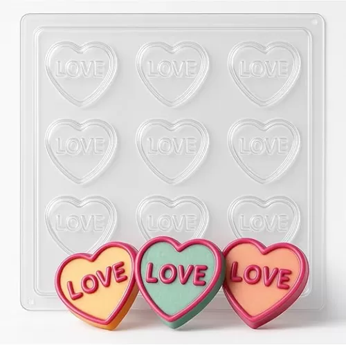CANDISLE 9 - Cavity Love Heart Chocolate Mold – Non Stick Food Safe Mold for Baby Showers, Cake Decorations, and Family Gatherings – Perfect for DIY Chocolates, Candies, and Treats