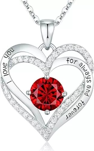 CDE Forever Love Heart Necklaces for Women, Wedding Anniversary, Birthday Mothers Day Gifts for Mom, Mother, Wife, Girlfriend, S925 Silver Jewelry with Birthstone Pendant