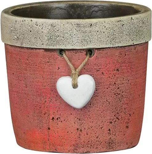 Classic Home and Garden 210019P-328 Heart Pot Planter, Red Wash