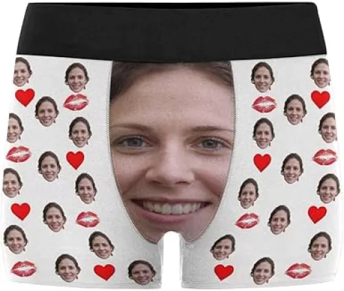 Custom Faces Print Boxer Briefs for Men Hug Black Design Photo Underwear Gifts