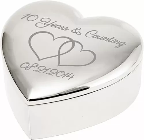 Custom Heart-Shaped Ring Box Personalized with Own Message, Customized Jewelry Keepsake Gifts for Women Men Couple on Wedding Engagement Anniversary, Rings Bearer Holder Display Case for Newlyweds