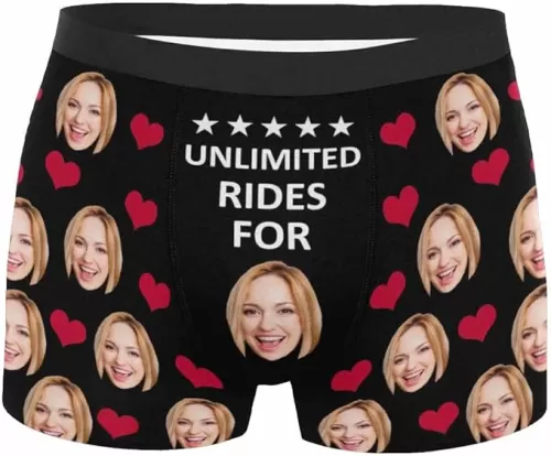 Customized Photo Boxer Briefs Personalized Face Underwear Valentines Love Hearts