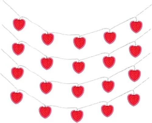 Decorative String Lights Heart Shape White Warm Light Battery Operated Indoor Ideal for Parties and Bedrooms