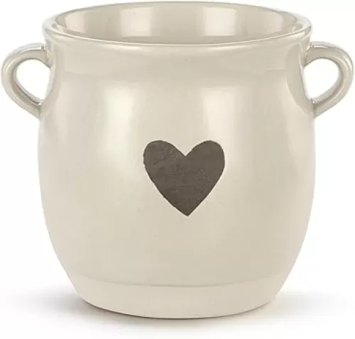 DEMDACO Warm Heart Collection Warm Grey Heart Crock 4 x 4 Stoneware Indoor Standing Planter for Your Green Thumb