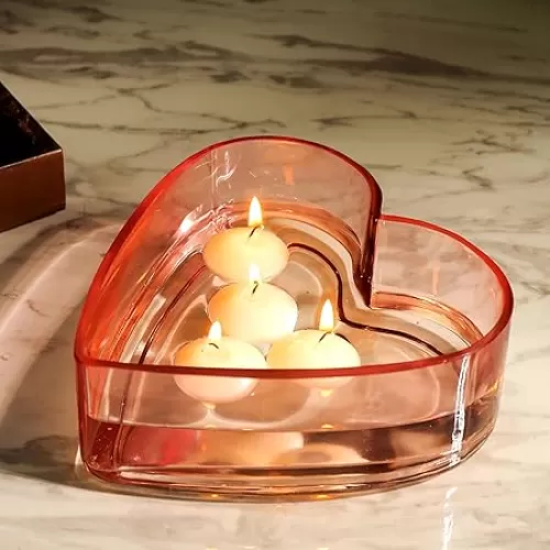 Diamond Star Salad Bowl Dessert Candy Dish Glass Storage Tray Decorative Heart Shaped Tray Jewelry Dish for Home Table Entryway Party Wedding Centerpieces (Pink)