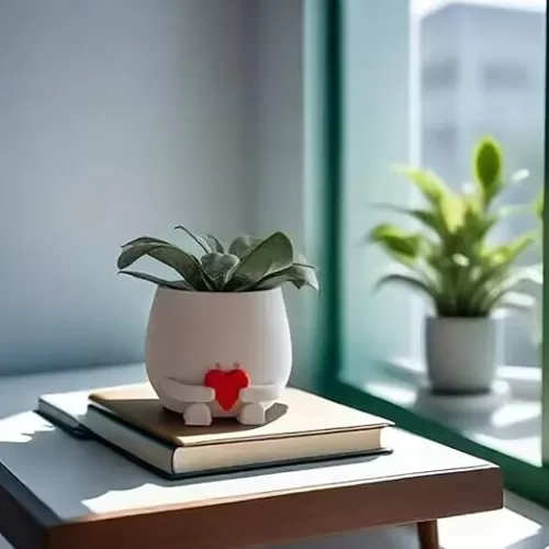 Face Planter Pots Head Cute Resin Cactus for Indoor and Outdoor Face Vase Home Decor Bookshelf Decor Cute Heart Smile Face Resin Succulent Pots Gifts for Valentine