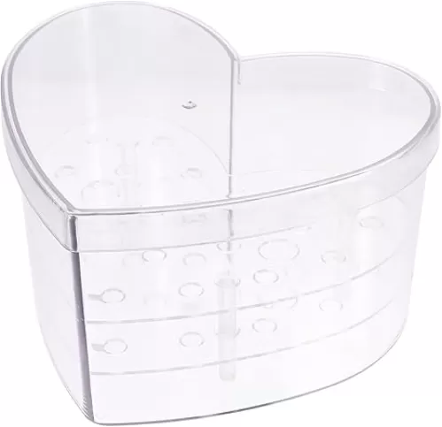 Gadpiparty Acrylic Box Water Holder Heart Shaped Pots Stand Decorative Vase with Removable 19 Holes Valentines Day Birthday