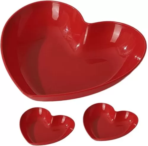 Heart Shaped Candy Dish Snack Serving Plate Pp Material Red Sturdy Home Decor