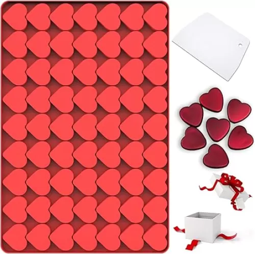 Heart Silicone Molds, 63 Large Heart Chocolate Mold for Baking Candy Gummy Jelly, Lovely Hearts Shaped Chocolate Candy Molds for Birthday & Valentine