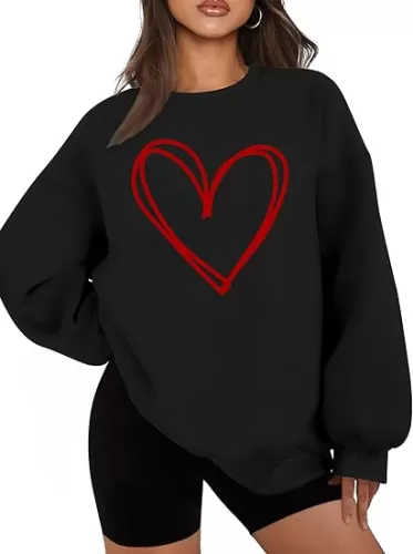 hohololo Valentines Sweatshirt Women Oversized Love Heart Shirt Pullover Valentine