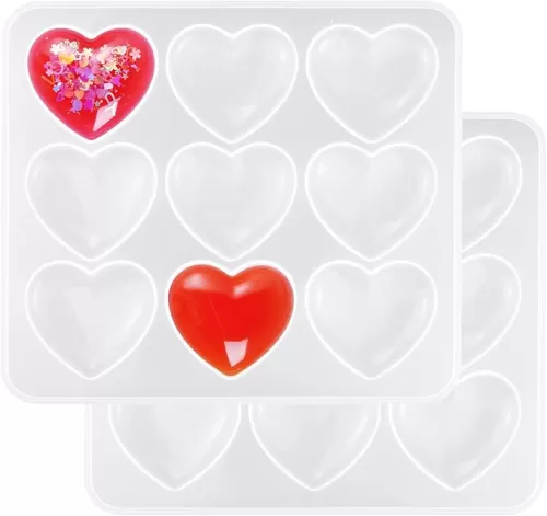 HOVEOX 2 Pieces Heart Shape Resin Molds Heart Shape Epoxy Molds Heart Silicone Molds for Resin Heart Resin Molds for Craft Making (2)
