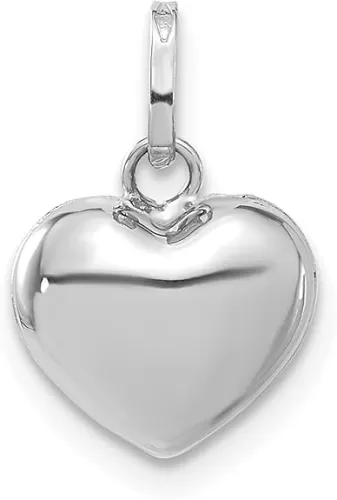 IceCarats 14K Solid White Gold Heart Necklace Love Pendant Charm