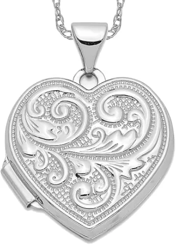 IceCarats 14K Solid White Gold Love You Always Heart Personalized Photo Locket Necklace Picture Pendant Charm