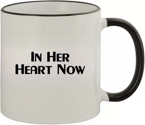 in Her Heart Now - 11oz Ceramic Colored Rim & Handle Coffee Mug, Black