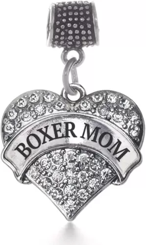 Inspired Silver - Silver Pave Heart Charm for Bracelet with Cubic Zirconia Jewelry