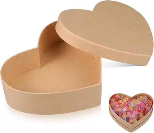 Ipetboom Heart Kraft Paper Box with Lids for Valentine's Day, Weddings, Birthdays, Thanksgiving, Anniversaries, Party Favors, Beige 6.49 X 4.92 X 1.96 Inch