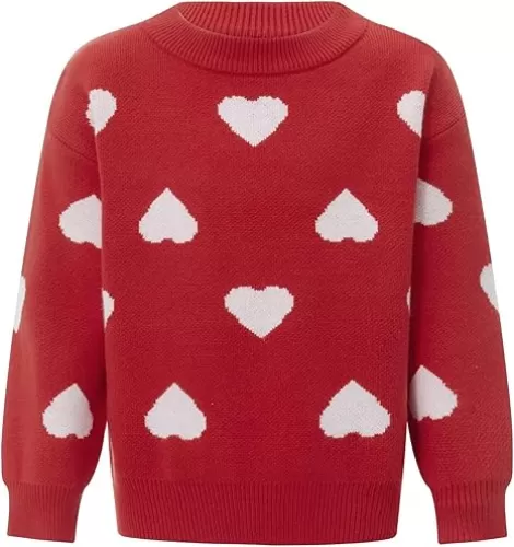 MAYUMMPY Matching Family Valentine Sweaters Heart Print Pullovers Knitted Sweater Tops for Mommy and me Matching