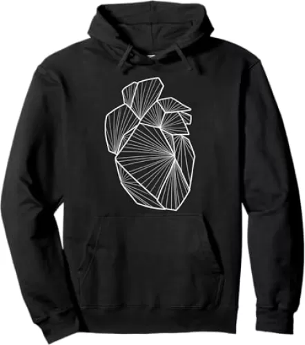 Minimal Geometric Heart Cool Black White Line Artist Gift Pullover Hoodie
