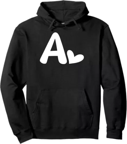 monogram name initial cool letter A heart sign white shaped Pullover Hoodie