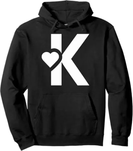 monogram name initial cute letter k heart sign white symbol Pullover Hoodie