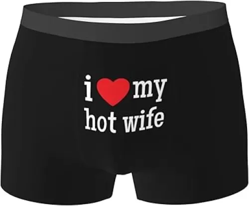 ONVOWO I Heart my Hot wife I Love My Hot Wife Gifts Mens Trunks Underwear Stretch Underpants Mens Boxer Briefs Mens Boxers Black