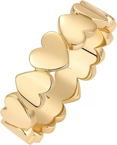 PAVOI 14K Gold Plated Heart Stackable Rings for Women | Love Valentines Statement Chunky Signet Ring Band | Friendship Rings