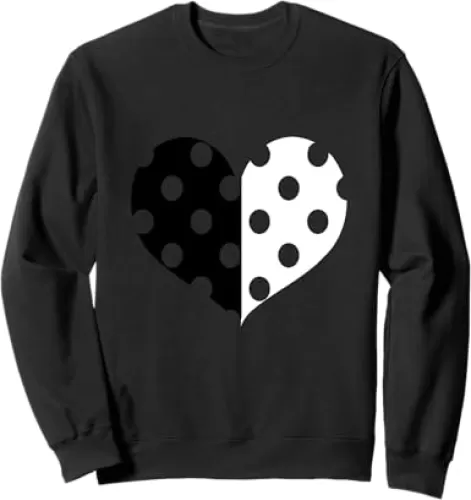 Polka Dot Heart Design Black and White Heart Sweatshirt