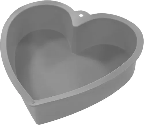 QTECLOR Silicone Heart Shaped Cake Pans, Nonstick Heart Cake Mold, 8 inch Heart Shaped Baking Pans for Cakes and Brownies, Easy Clean, Freezer, Microwave and Oven Safe (A-GREY-1PCS)
