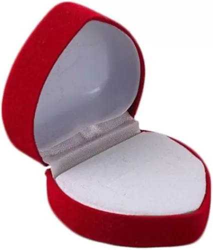 Red Heart Shaped Velvet Ring Box, Velvet Heart Shaped Ring Box -Anniversary Wedding Ring Earrings Gift Box -Valentine’s Day Small Gift Box -Jewelry Presentation Box Case Jewelry Organizer Jewelry Boxes