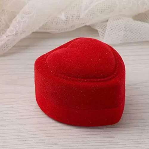 Red Velvet Heart Shaped Ring Box - Anniversary Wedding Ring Earrings Gift Box - Valentine’s Day Small Gift Box - Jewelry Presentation Box Case Jewelry Organizer Red Jewelry Boxes