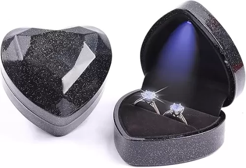 Ring Box Heart Shaped LED Light Engagement Ring Boxes Jewelry Gift Box for Proposal Wedding Valentine