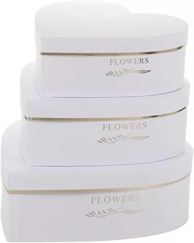 Set of 3 Heart Shaped Gift Boxes with Ribbon Bow Clear Window Decorative Heart Gift Flower Wrapping Boxes for Wedding, Birthday, Anniversary, Valentine's Day, Mother's Day, Baby Showers (White)