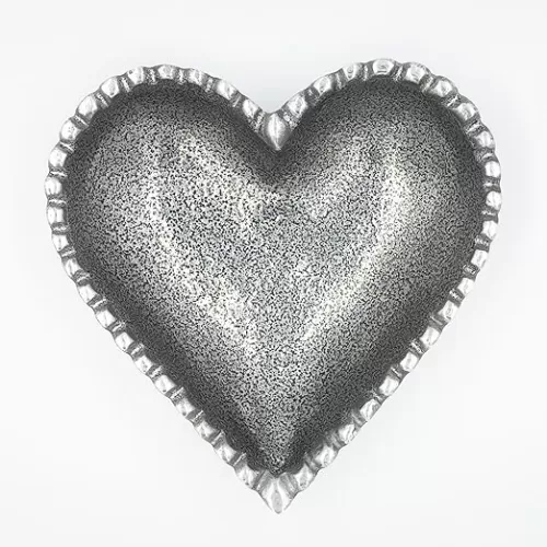 Silver Heart Shape Bowl by Soul Candy | Gift for Her | Vintage Style Silver Heart Shaped Dish | Decorative and Serving Bowl for Entertaining, Kitchen, Coffee Table, Entry Way (5.5""), small