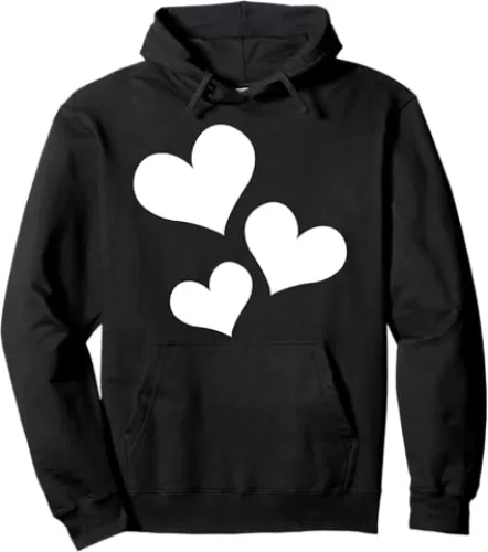 simple three hearts white minimalist cute shaped on black Pullover Hoodie