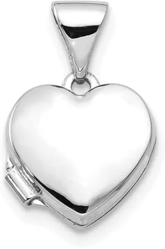Sonia Jewels Real 14k White Gold Heart-Shaped Locket Pendant - 15mm x 10mm